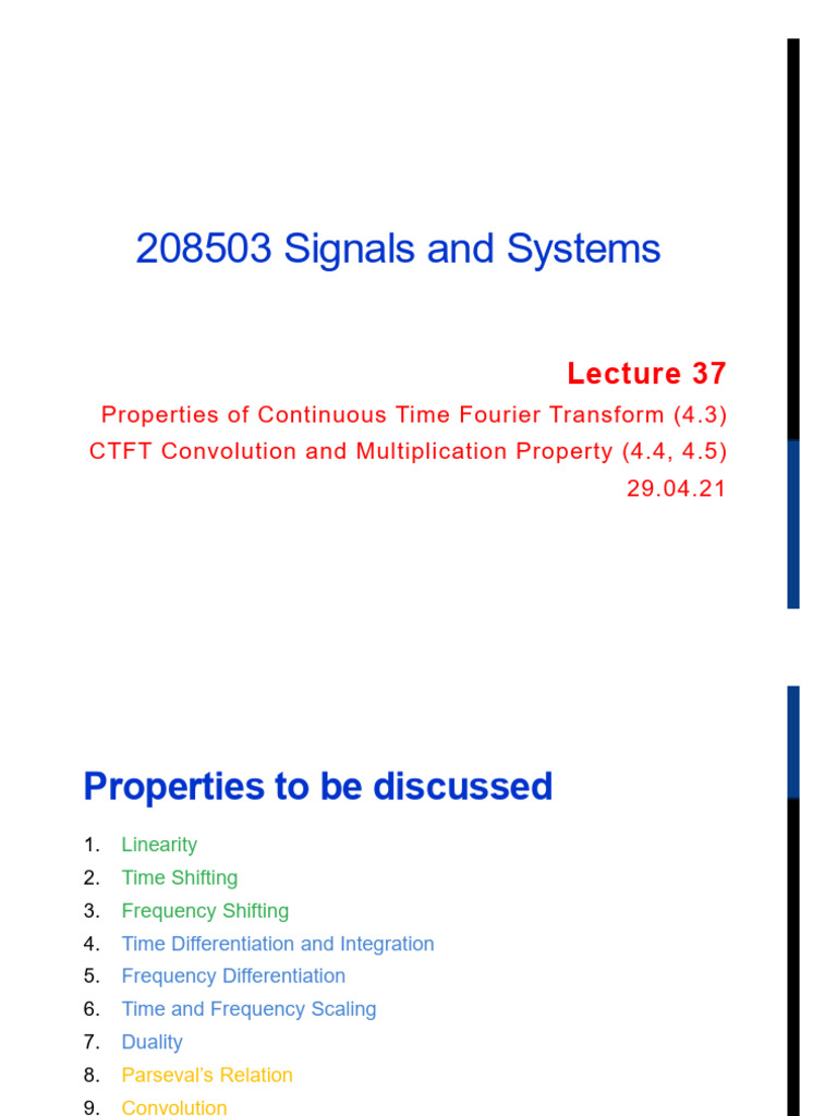 Lec37 | PDF | Convolution | Fourier Transform