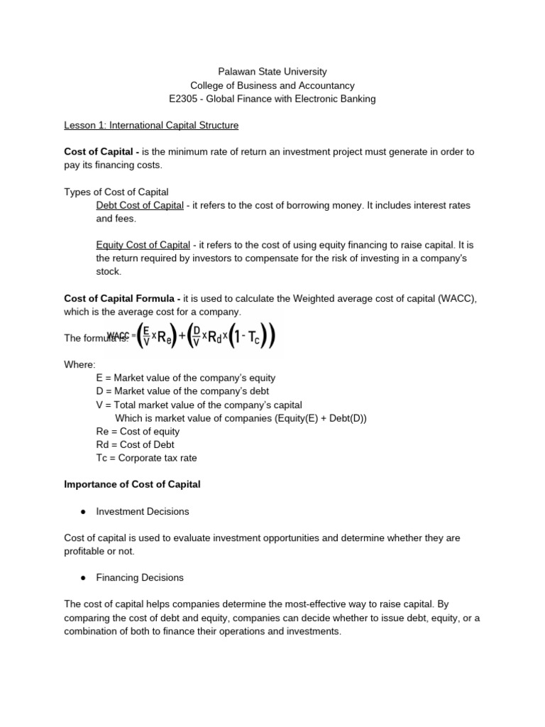 Understanding Cost of Capital in Finance | PDF | Cost Of Capital ...