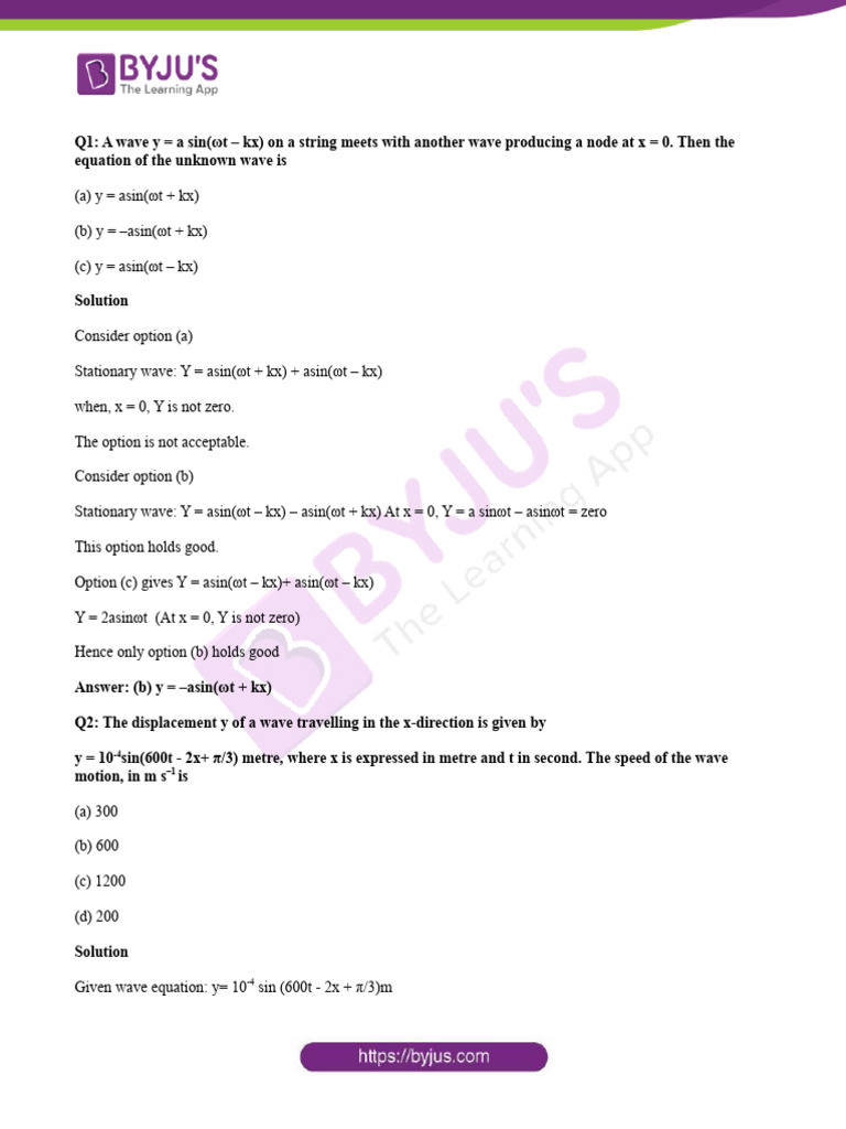 JEE Mains Wave Questions and Solutions | PDF | Waves | Frequency