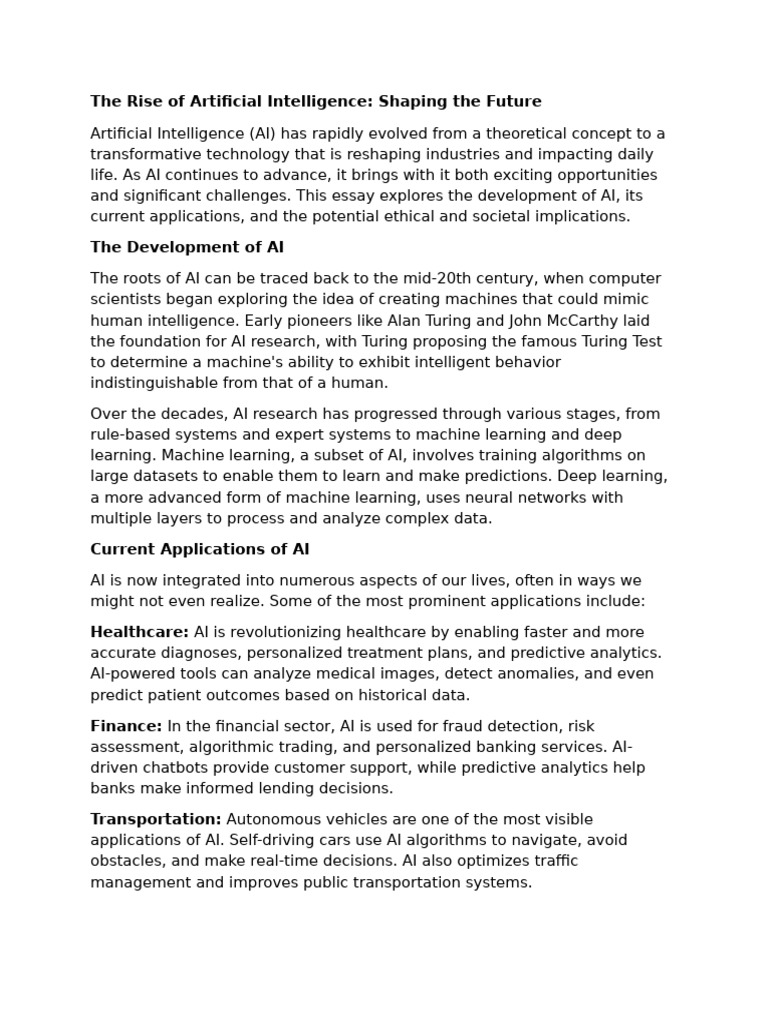 The Rise of Artificial Intelligence | PDF | Artificial Intelligence ...
