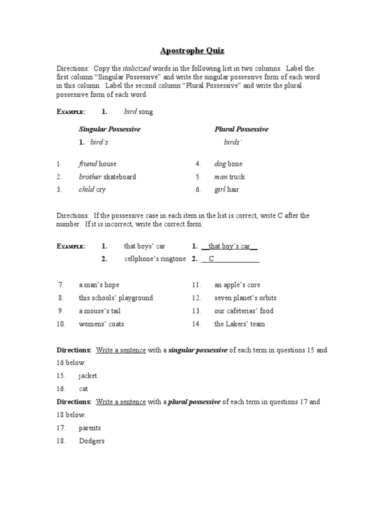 Exam Apostrophe & Clauses | PDF | Foreign Language Studies