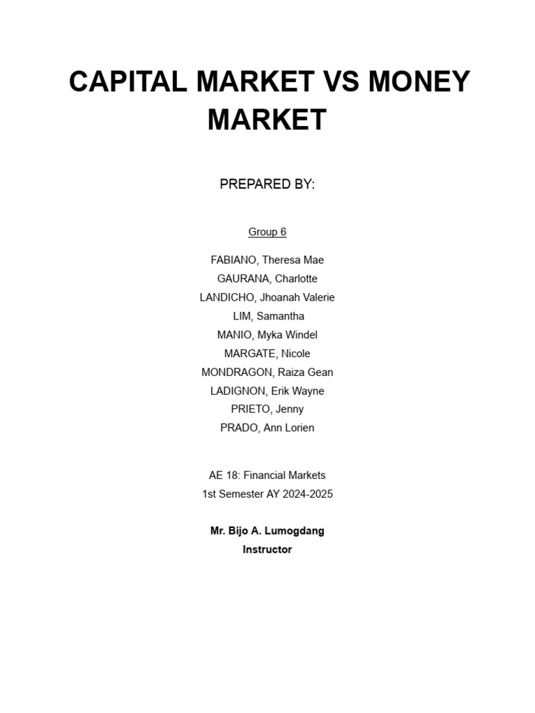 Capital Market vs Money Market Explained | PDF | Yield Curve | Interest