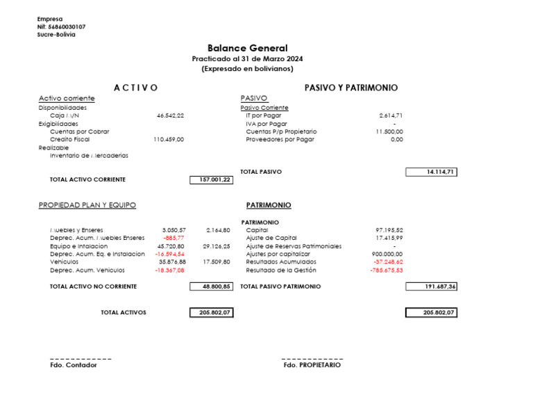 Balance General al 31 de Marzo 2024 | PDF | Hoja de balance | Gobierno ...