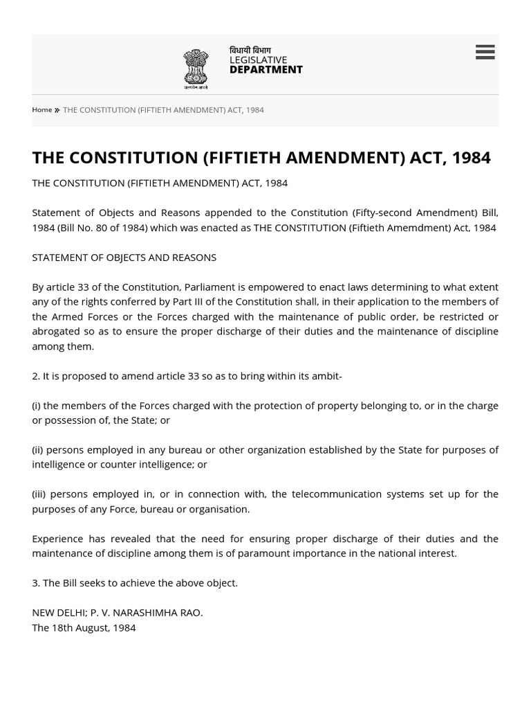50th Constitutional Amendment Overview | PDF | Constitutional Amendment ...
