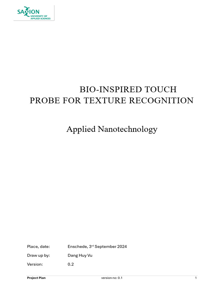 Bio-Inspired Touch Probe Project Plan | PDF | Software Testing | System