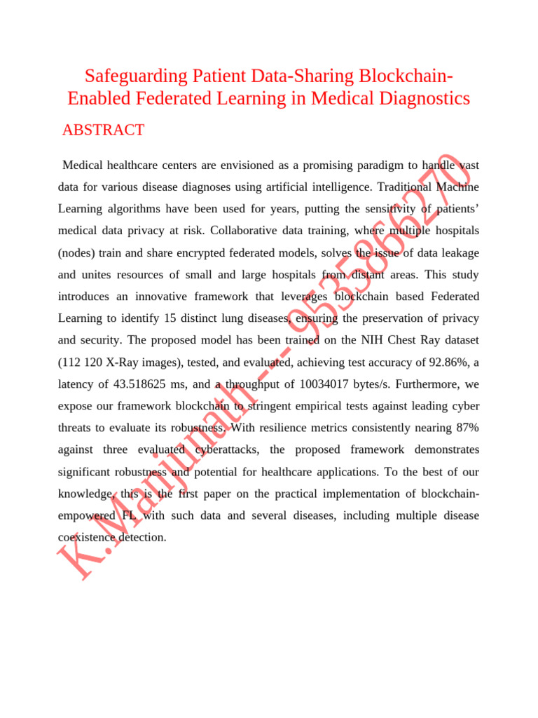 Blockchain Federated Learning for Healthcare | PDF | Computer Security ...