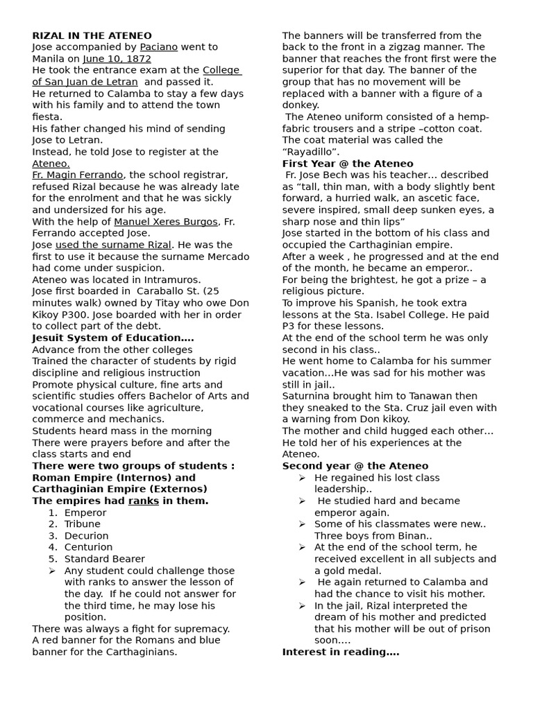 Rizal's Journey at Ateneo University | PDF