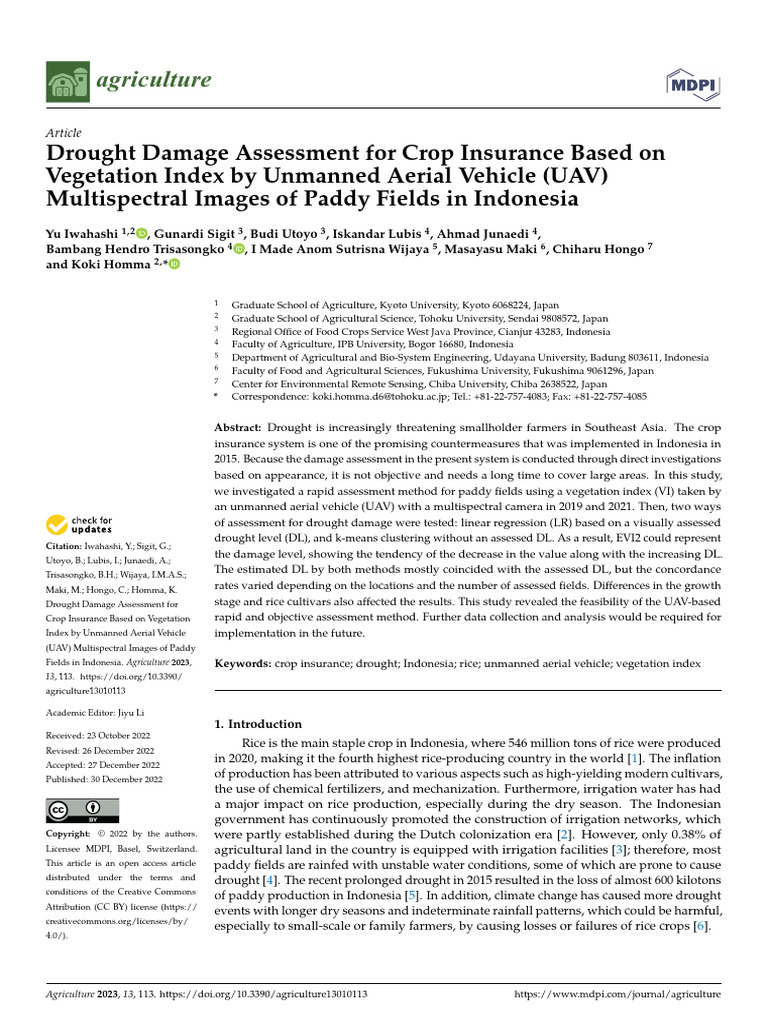Agriculture 13 00113 v2 | PDF | Drought | Remote Sensing