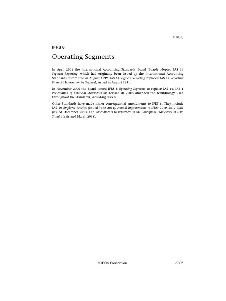 IFRS 8: Operating Segments Overview | PDF | International Financial ...