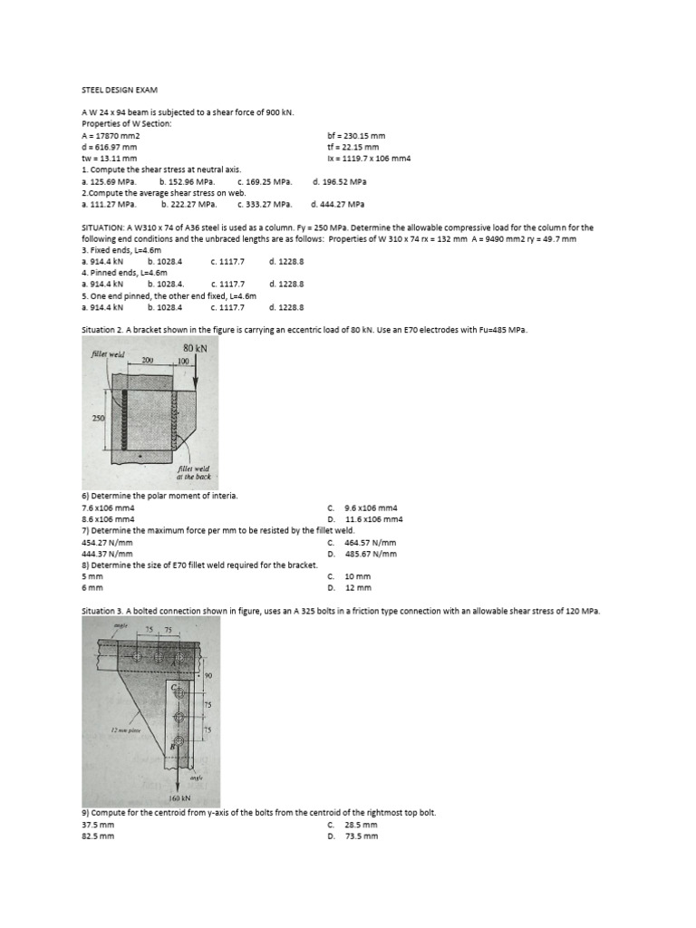 STEEL EXAMc | PDF | Stress (Mechanics) | Buckling