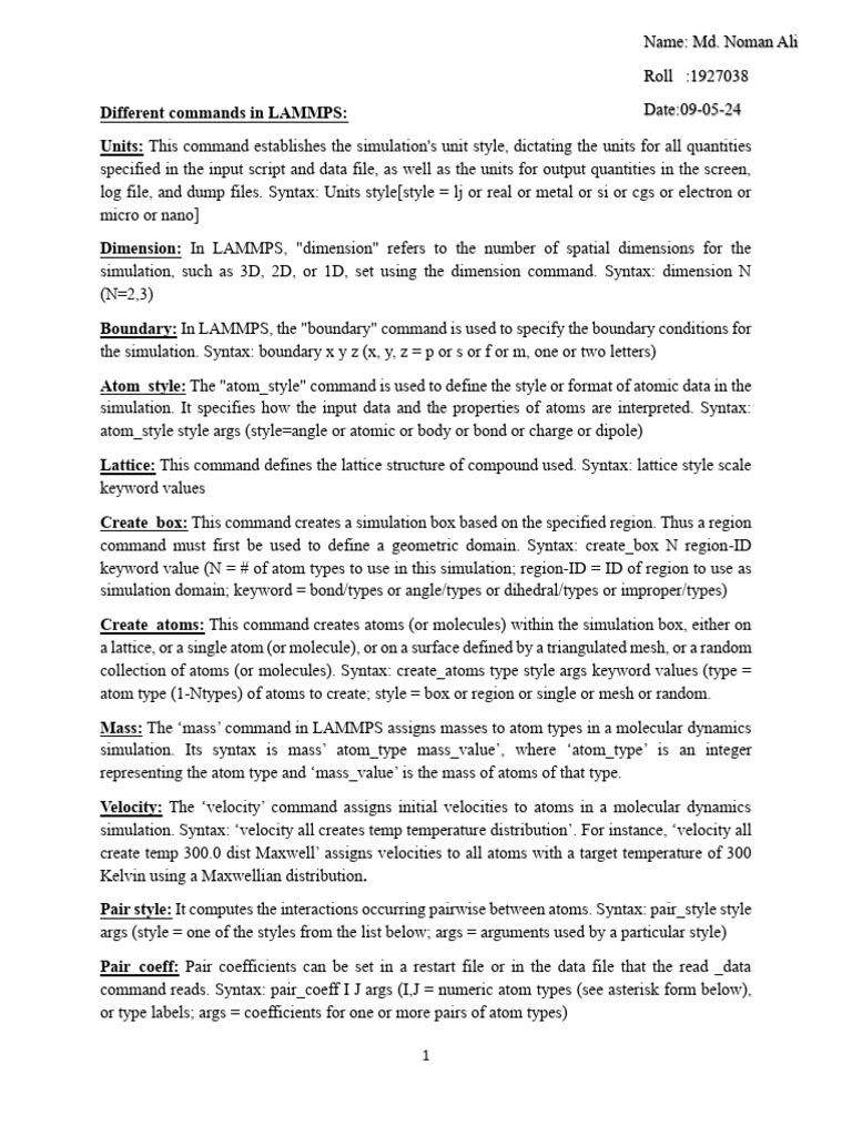 Lab 04 MSE 4108 | PDF | Parameter (Computer Programming) | Molecular ...