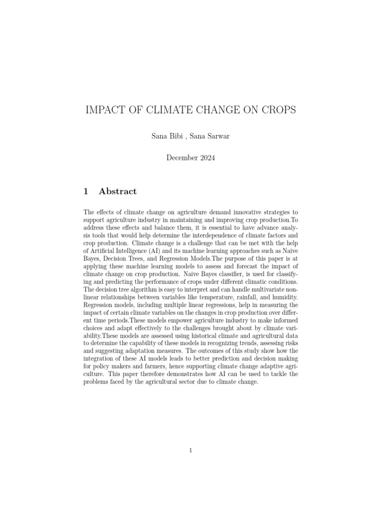 Impact of Climate Change On Crops | PDF | Climate Change | Agriculture