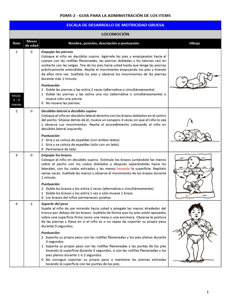 Guía PDMS-2: Evaluación Motricidad Gruesa | PDF | Rodilla