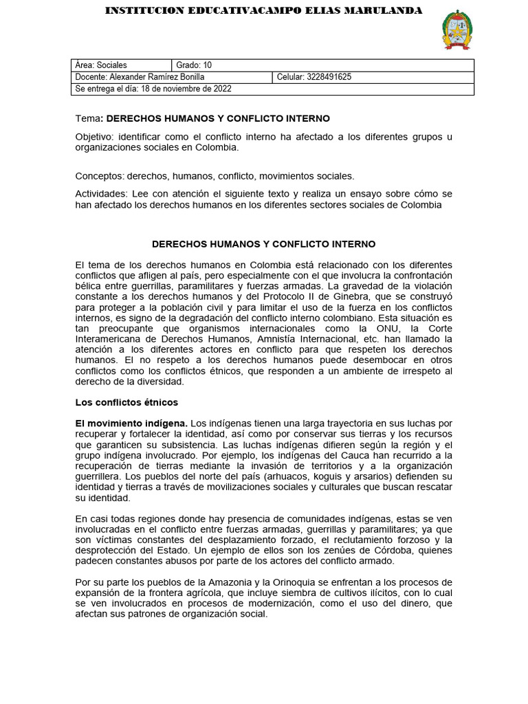 Derechos Humanos y Conflicto en Colombia | PDF | Mujer | Colombia