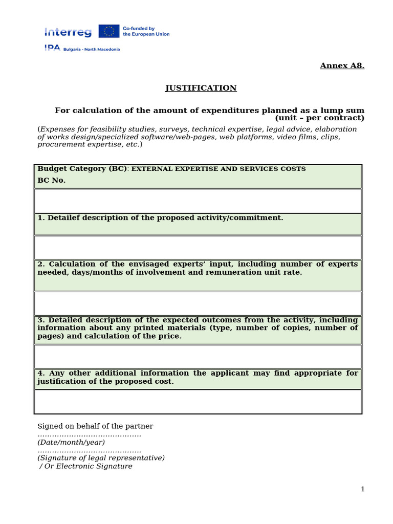 Annex A8 Justification of lump sums | PDF