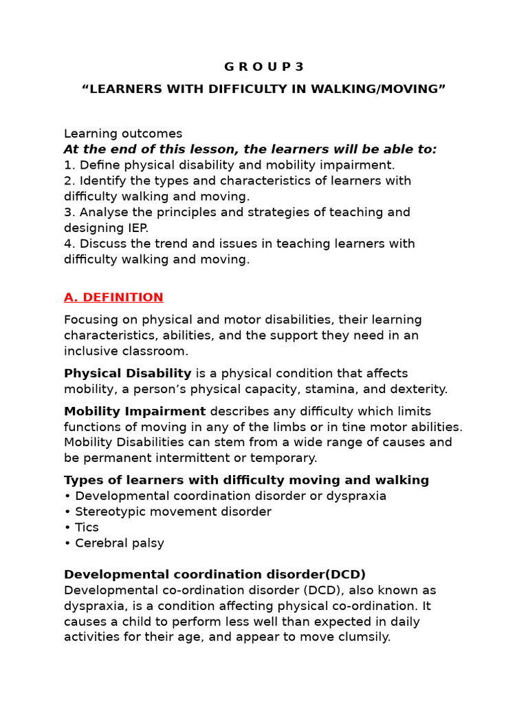 Teaching Strategies for Mobility Impairments | PDF | Inclusion ...