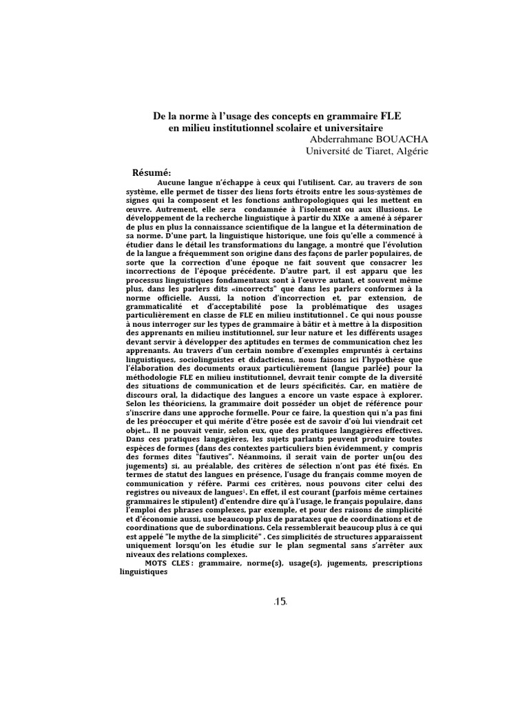 Grammaire FLE : Norme et Usages | PDF | Linguistique | Communication ...
