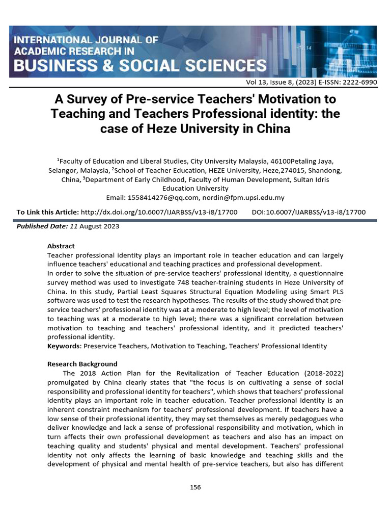 A Survey of Pre Service Teachers Motivation To Teaching and Teachers ...