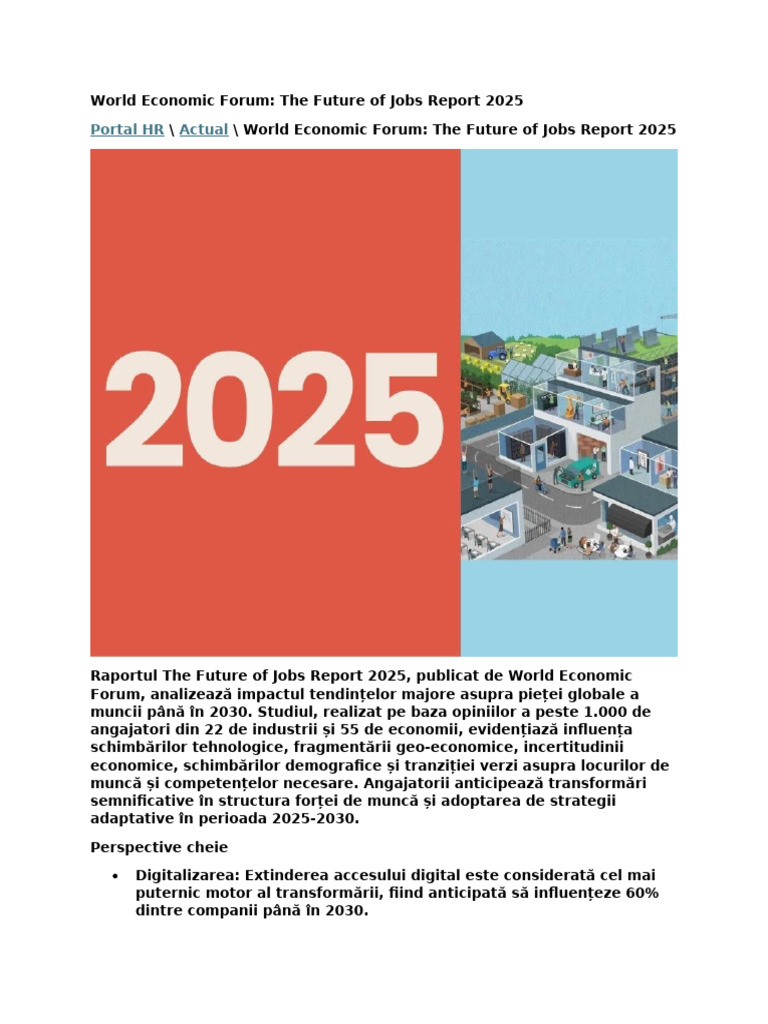World Economic Forum The Future of Jobs Report 2025 | PDF