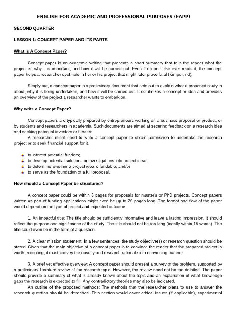 Guide to Writing a Concept Paper | PDF | Cognition | Methodology
