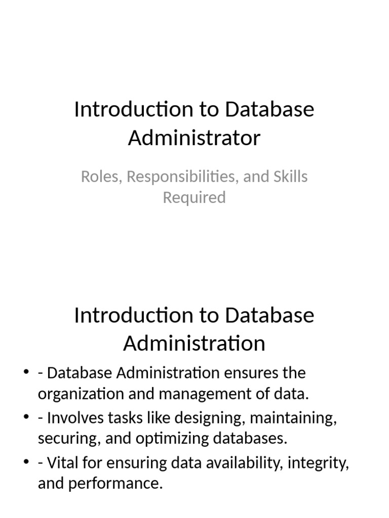 Database Administrator Presentation | PDF