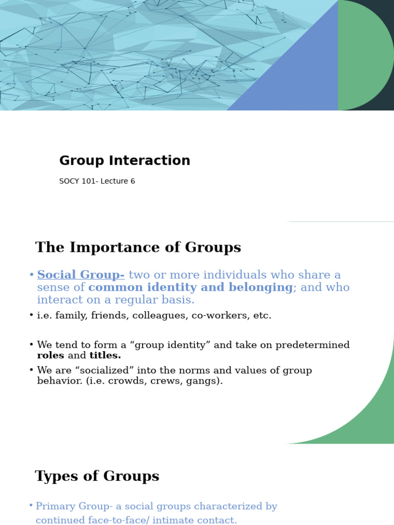 Understanding Group Dynamics in SOCY 101 | PDF