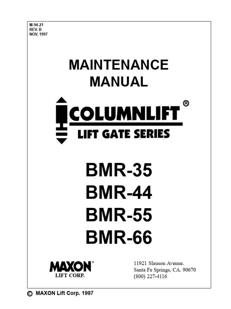 Maxon BMR Repair Manual | PDF | Nut (Hardware) | Valve