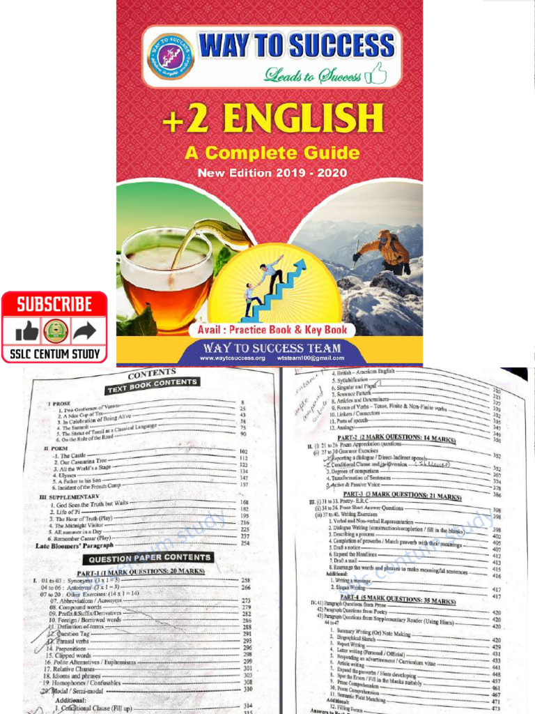 12th STD English Way To Success Full Guide PDF (SSLC Centum Study) | PDF