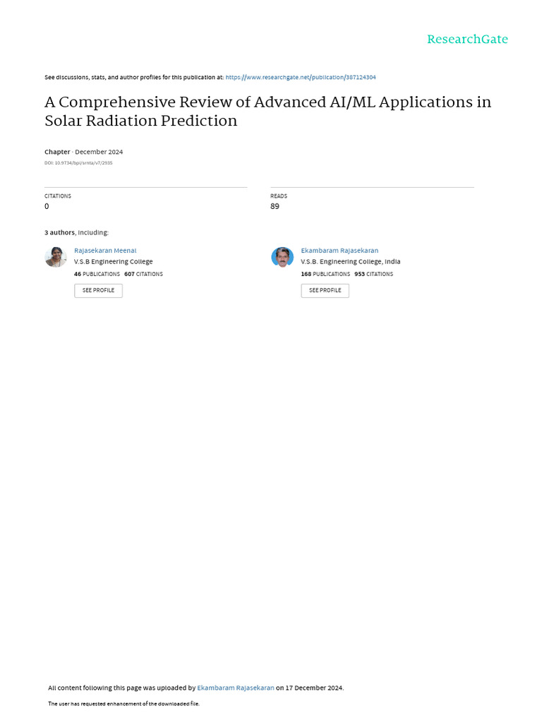 AI/ML in Solar Radiation Prediction | PDF | Machine Learning | Support ...