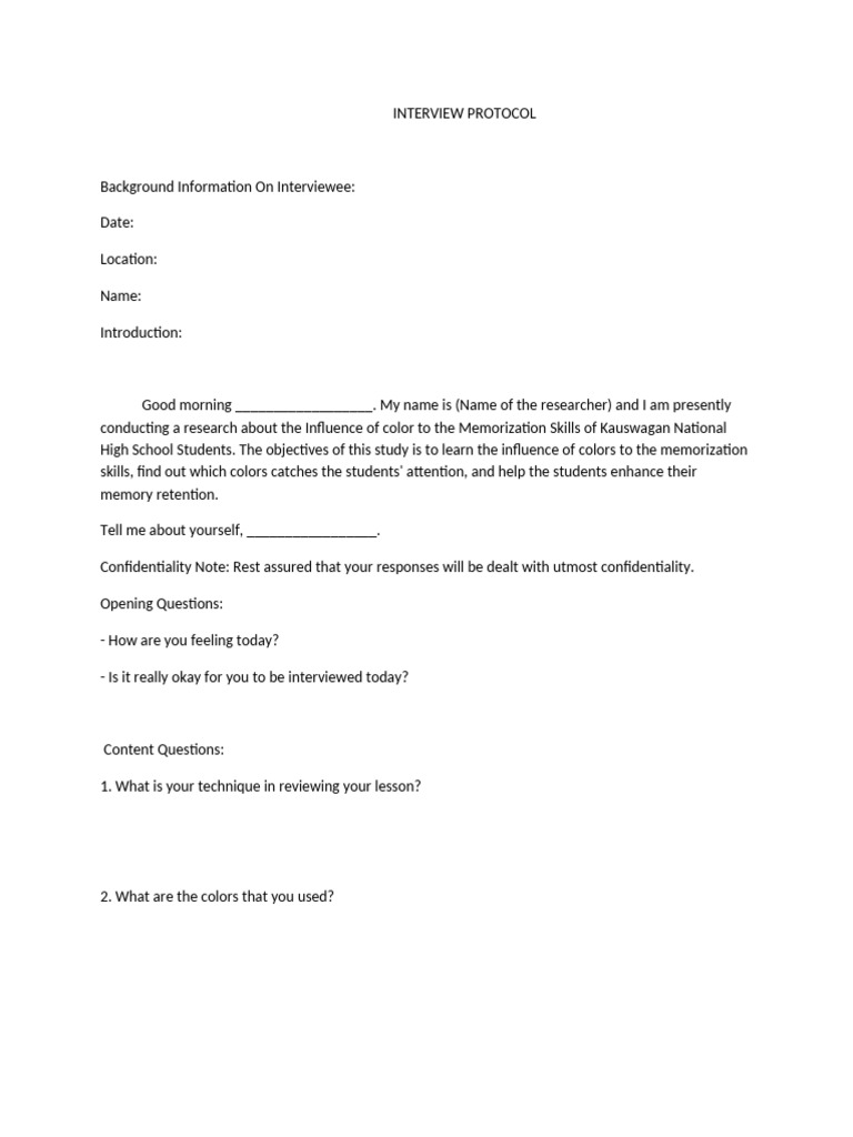INTERVIEW PROTOCOL FORMAT | PDF