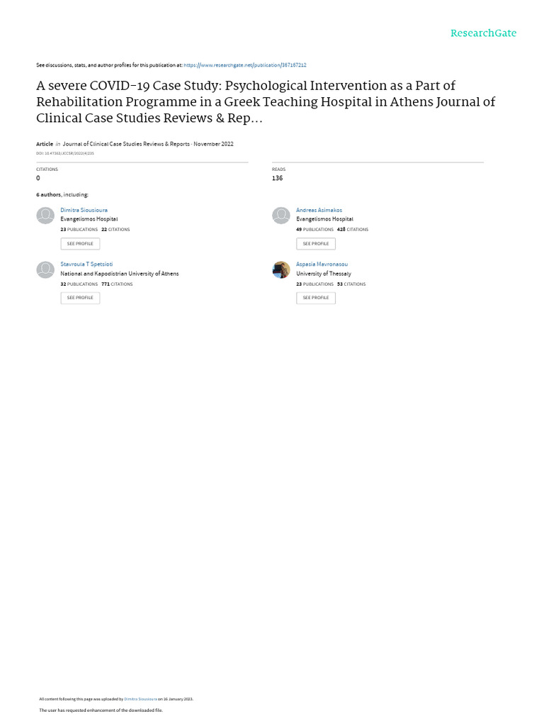 A Severe Covid19 Case Study | PDF | Mental Disorder | Major Depressive ...