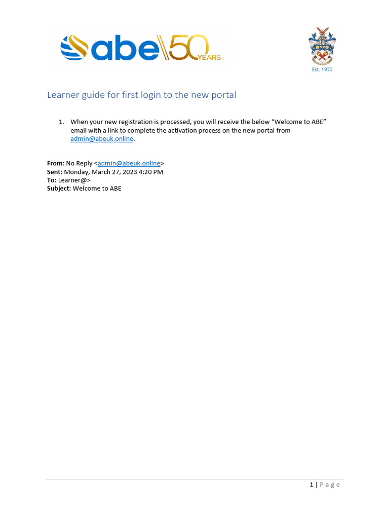 ABE Portal First Login Guide | PDF | Password