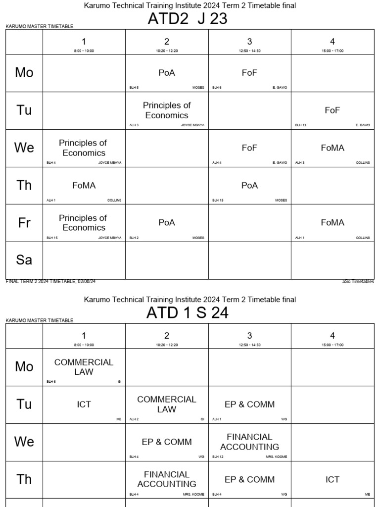 Sept CLASS Timetable-1 | PDF | Science
