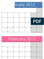 2012 Calendar Color