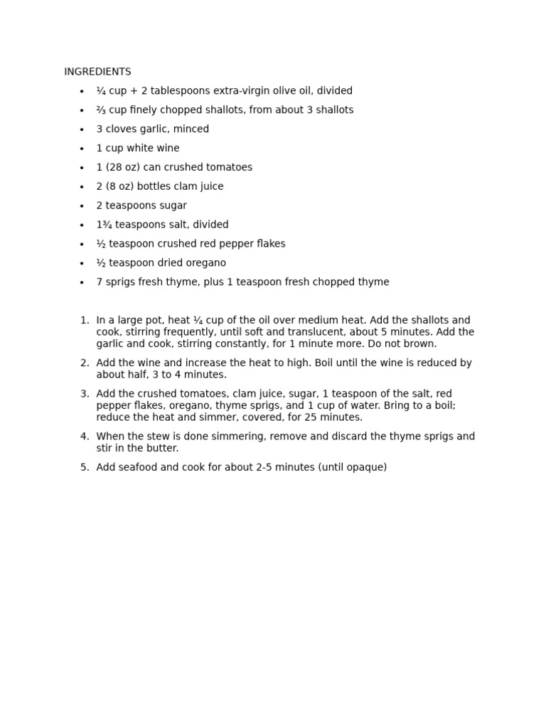 Seafood Tomato Stew Recipe | PDF
