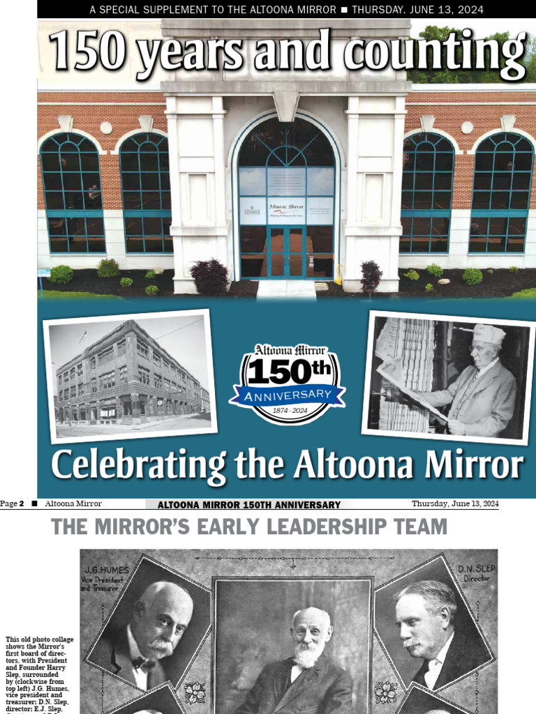 Altoona Mirror 150th Anniversary Celebration PDF Newspapers