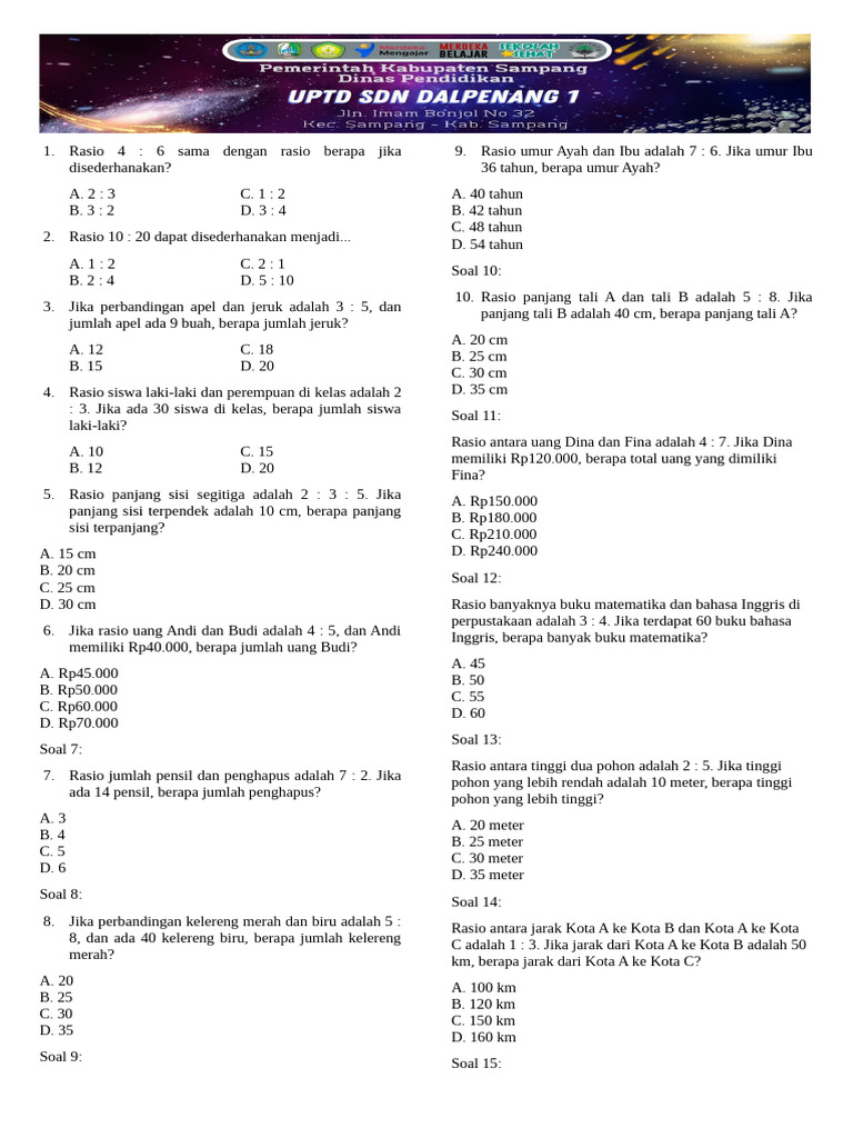 Contoh Soal dan Penyelesaian Rasio | PDF
