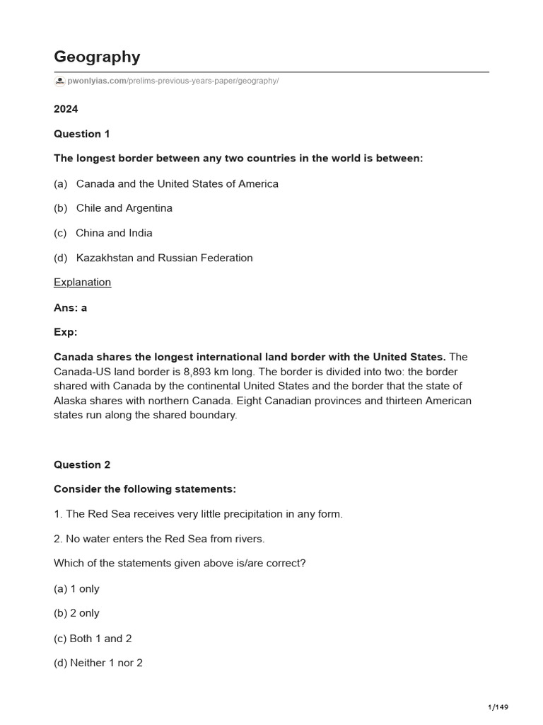 Geography Prelims Questions & Answers | PDF | Greenhouse Effect ...