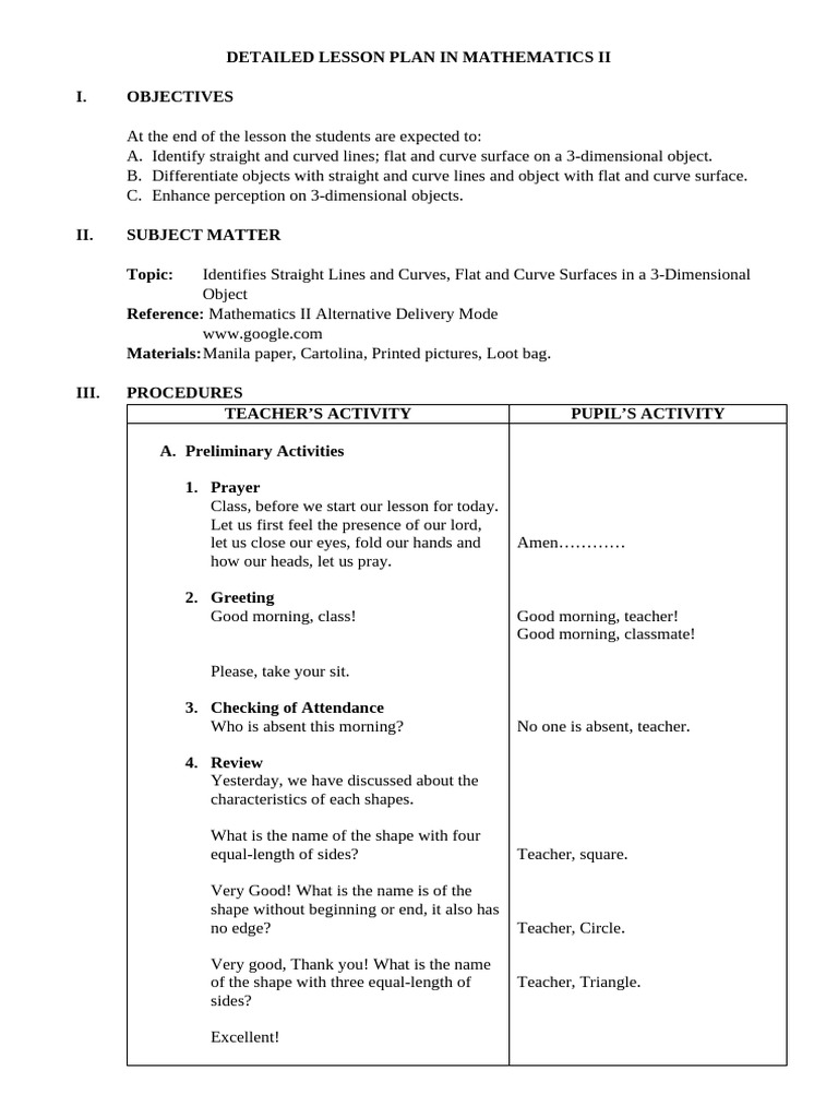 DETAILED-LESSON-PLAN-MATH-2 | PDF | Shape