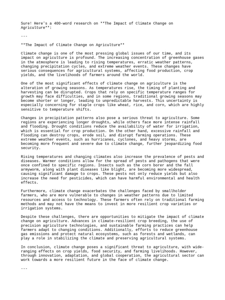 climate in agri | PDF | Agriculture | Climate Change