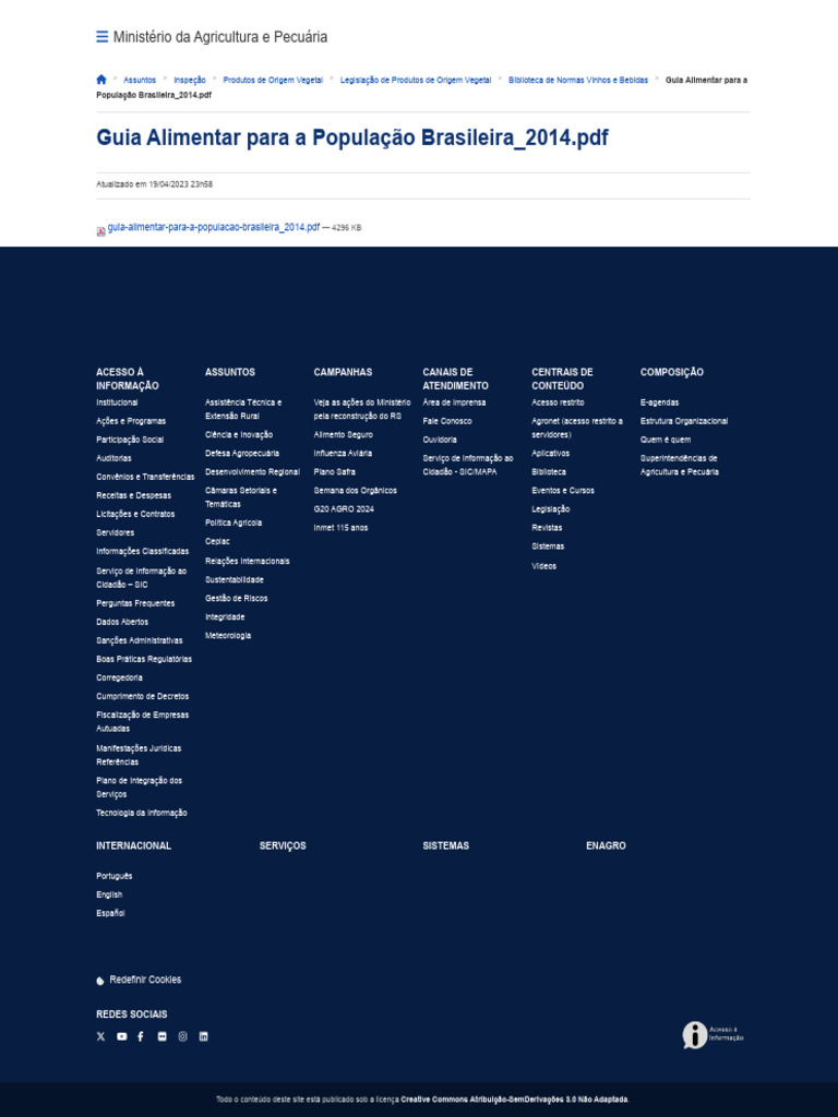 Guia Alimentar Brasileiro 2014 | PDF | Agricultura | Bibliotecas