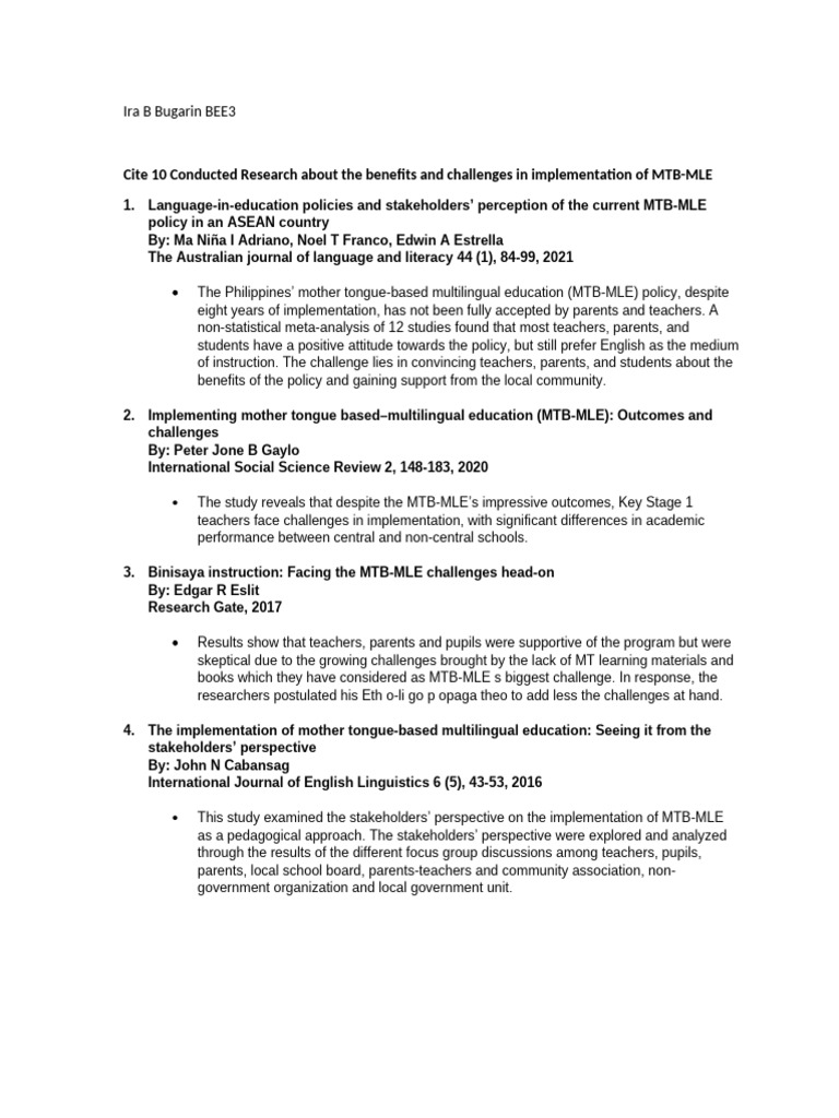 MTB-MLE | PDF | Multilingualism | First Language