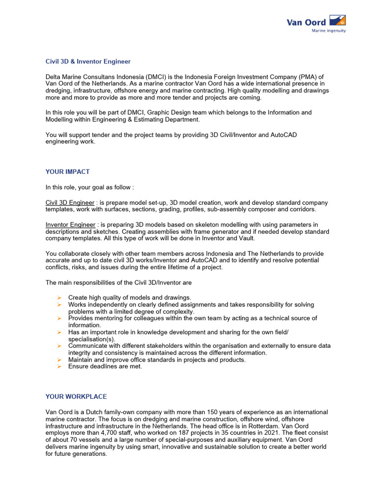 Vacancy Civil 3D and Inventor Engineer | PDF