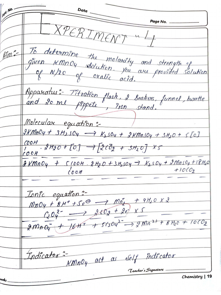 Experiment 4, Class 12 Chemistry | PDF