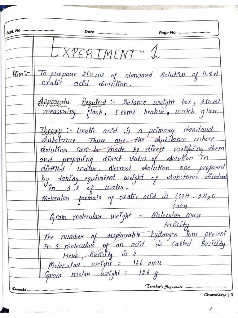 Experiment 1, Class 12 Chemistry | PDF