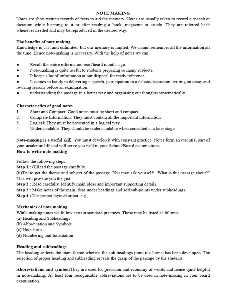 NOTE MAKING Doc 1 | PDF | Information | Memory