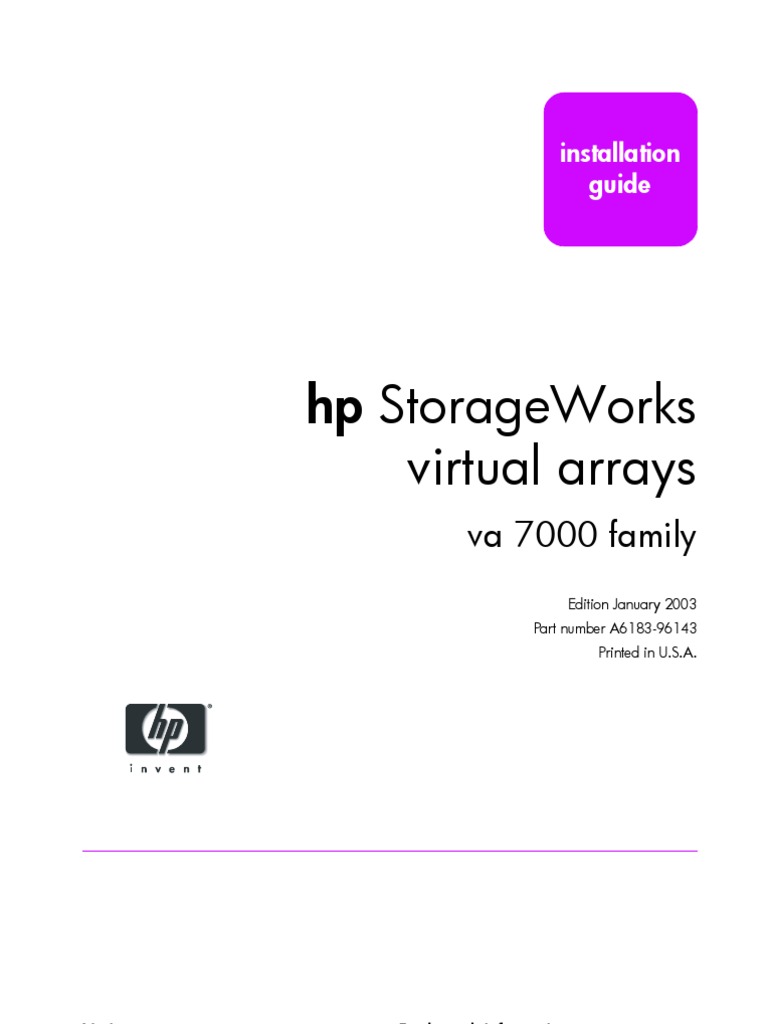 HP Storageworks: Virtual Arrays | PDF | Operating System | Installation ...