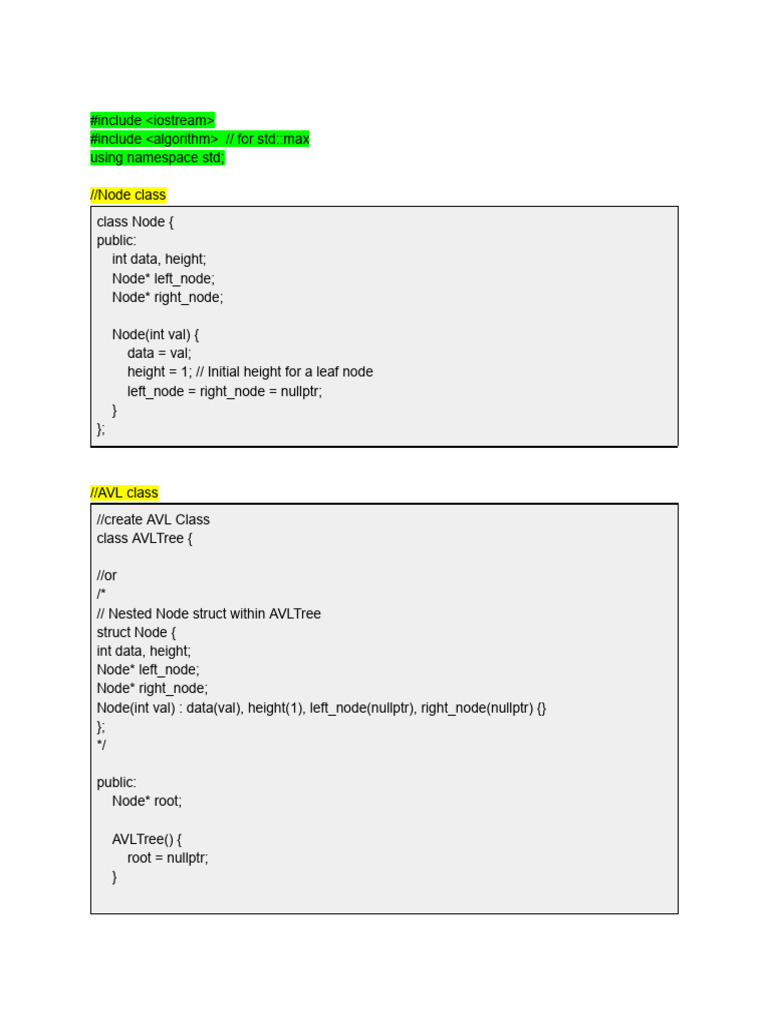 AVL Tree Implementation in C++ | PDF | Algorithms And Data Structures ...