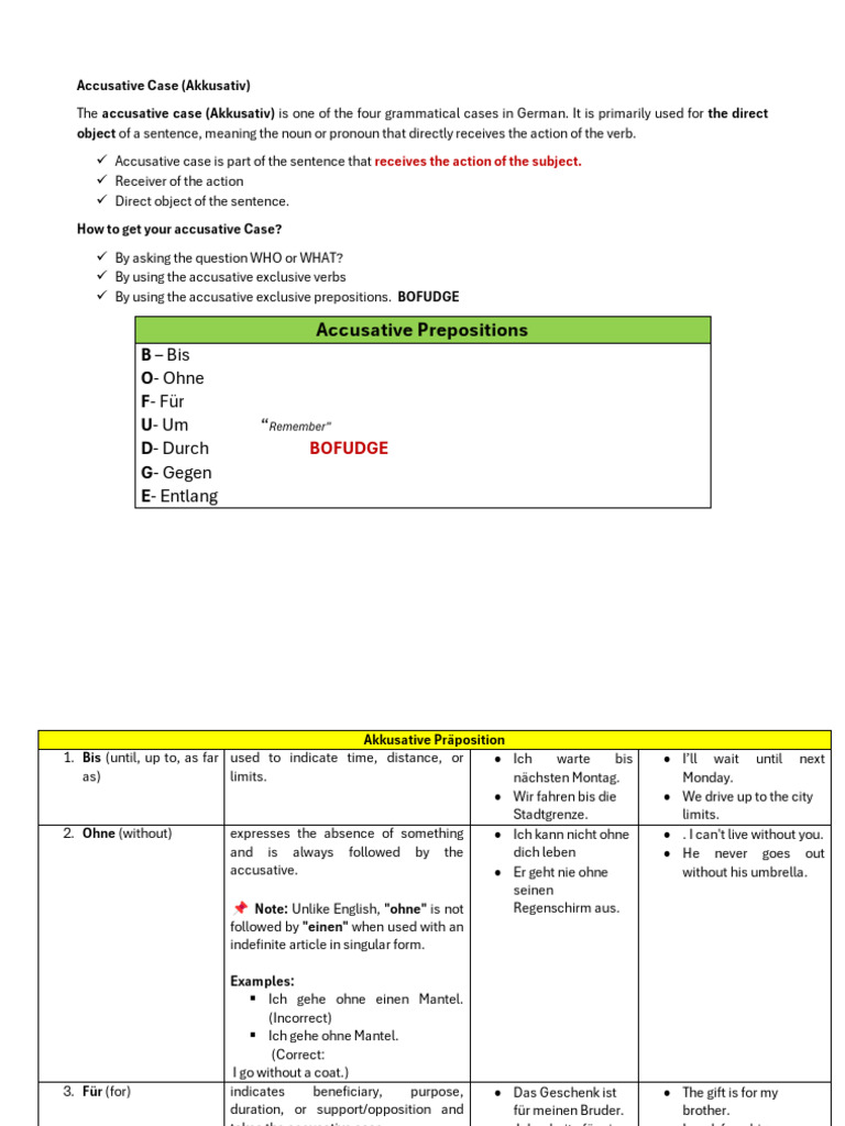 Accusative Case | PDF
