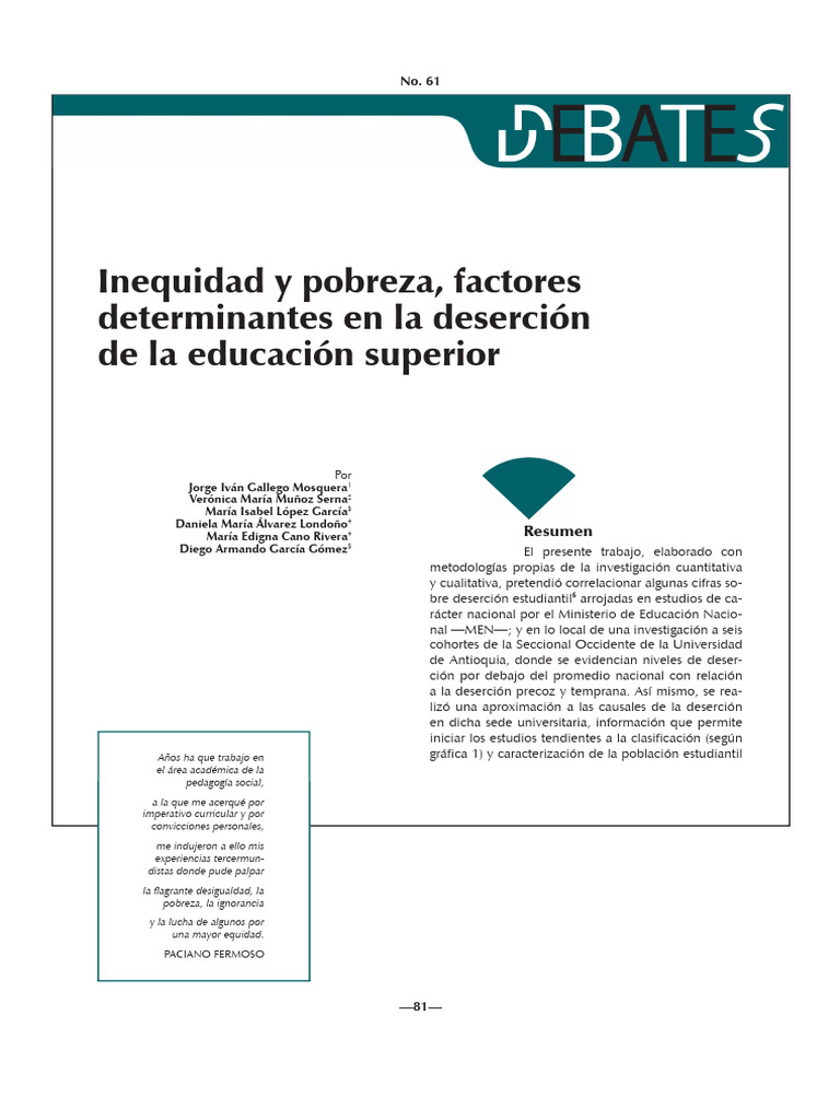 Causas de la deserción en educación superior | PDF | Ciencias Políticas ...